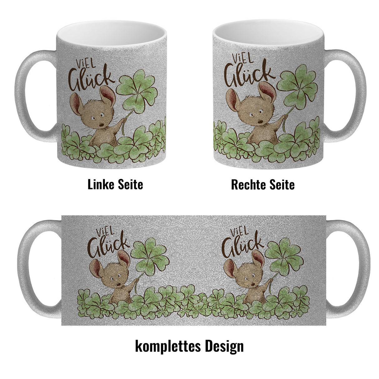Maus Kaffeebecher mit Spruch Viel Glück