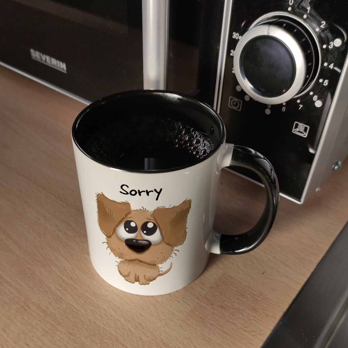 Hund Kaffeebecher mit Spruch Sorry