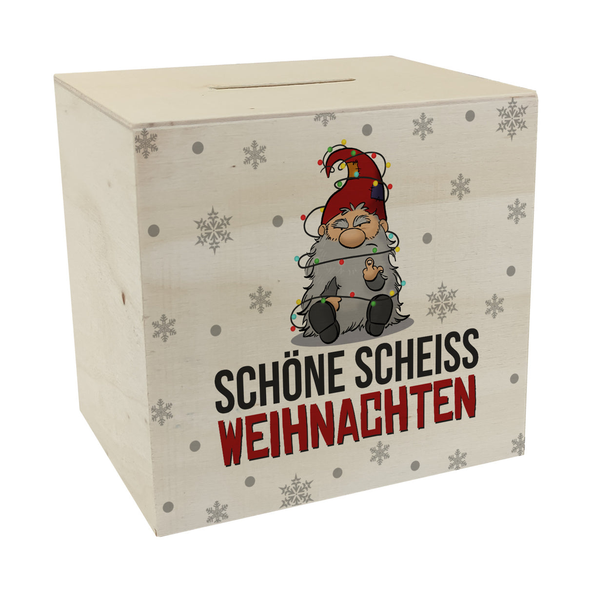 Grimmiger Wichtel Spardose mit Spruch Schöne scheiß Weihnachten