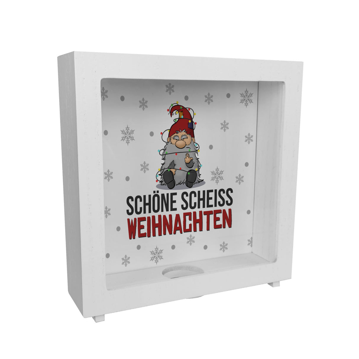 Grimmiger Wichtel Spardose mit Spruch Schöne scheiß Weihnachten