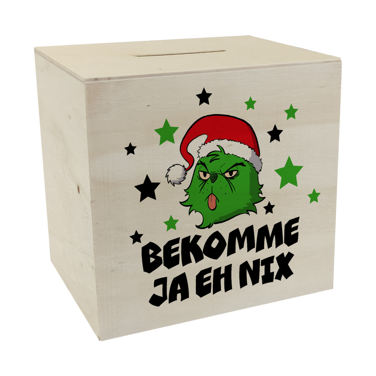 Weihnachtsmuffel Spardose mit Spruch Bekomme ja eh nix