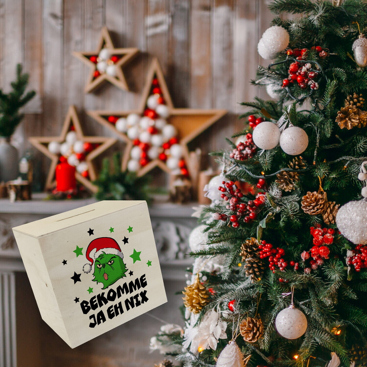 Weihnachtsmuffel Spardose mit Spruch Bekomme ja eh nix
