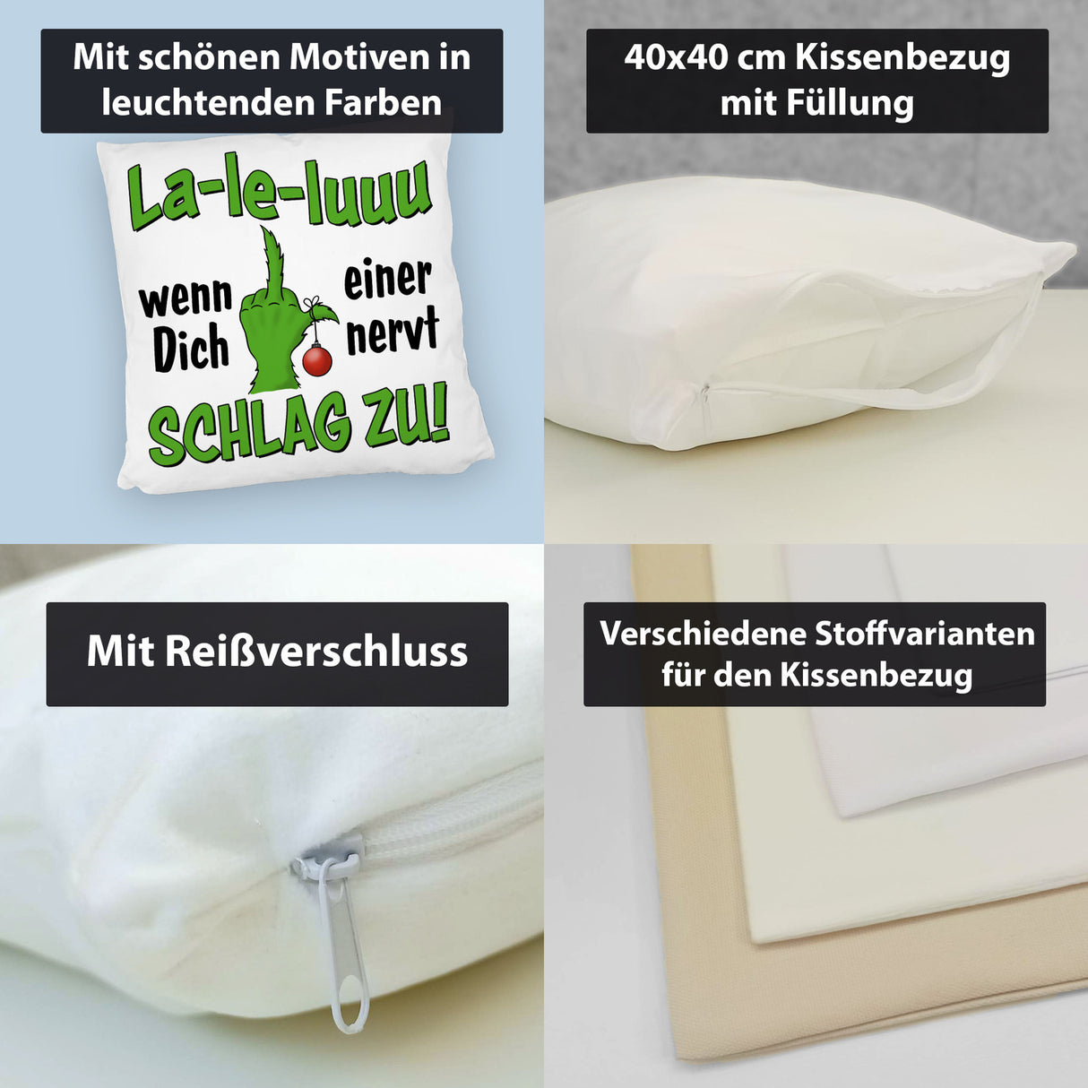 La-le-luuu Kissen mit Spruch Wenn Dich einer nervt schlag zu