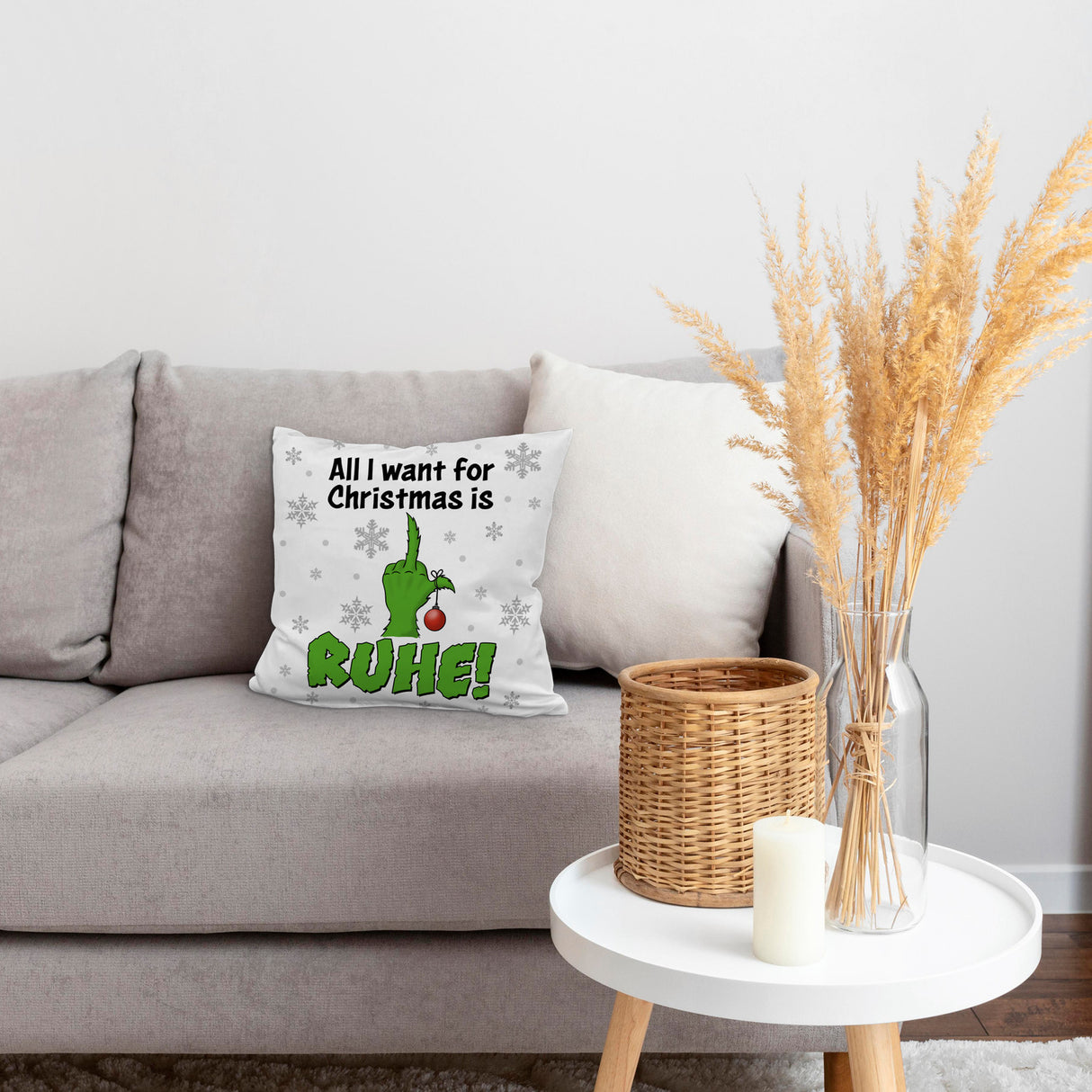 Weihnachtsmuffel Kissen mit Spruch All I want for Christmas is Ruhe