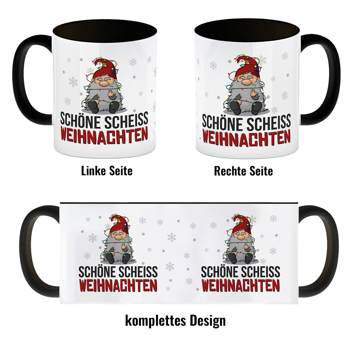 Grimmiger Wichtel Kaffeebecher mit Spruch Schöne scheiß Weihnachten
