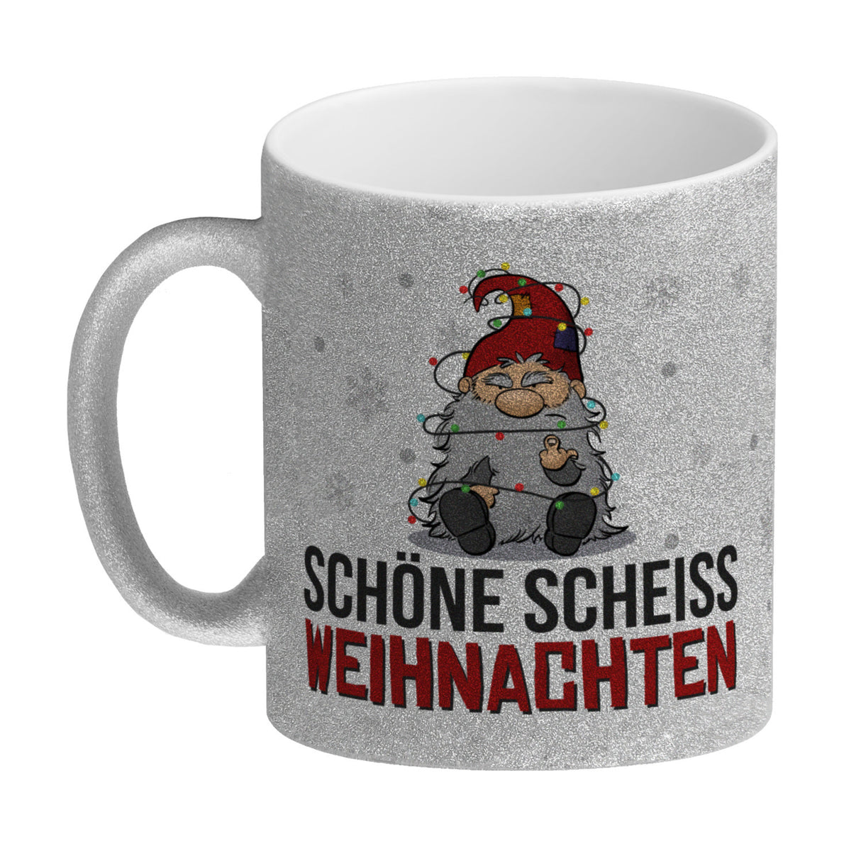 Grimmiger Wichtel Kaffeebecher mit Spruch Schöne scheiß Weihnachten