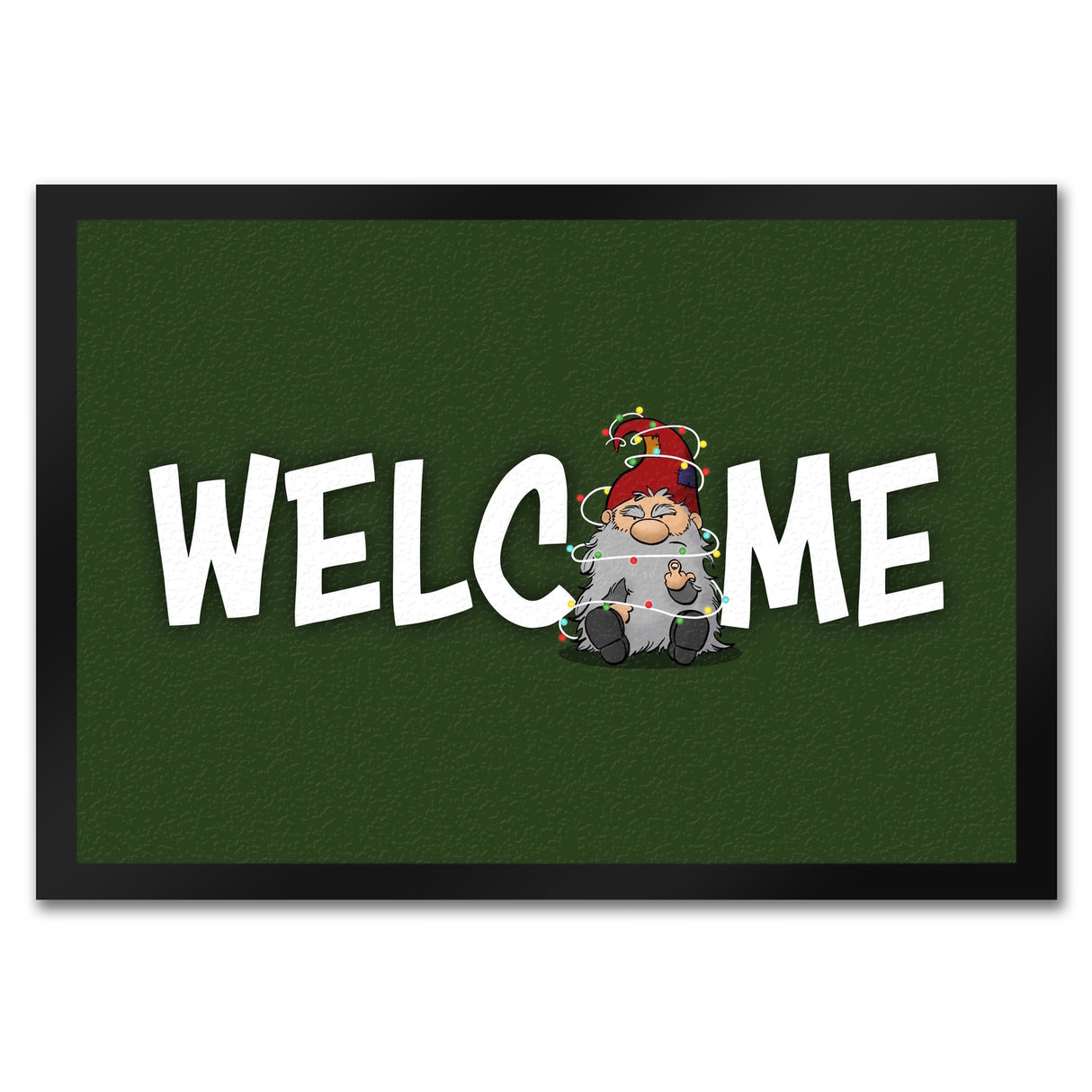 Grimmiger Wichtel Fußmatte in 35x50 cm mit Spruch Welcome