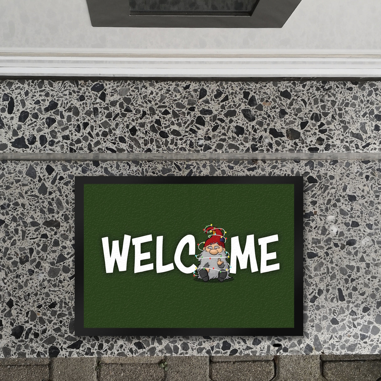 Grimmiger Wichtel Fußmatte in 35x50 cm mit Spruch Welcome