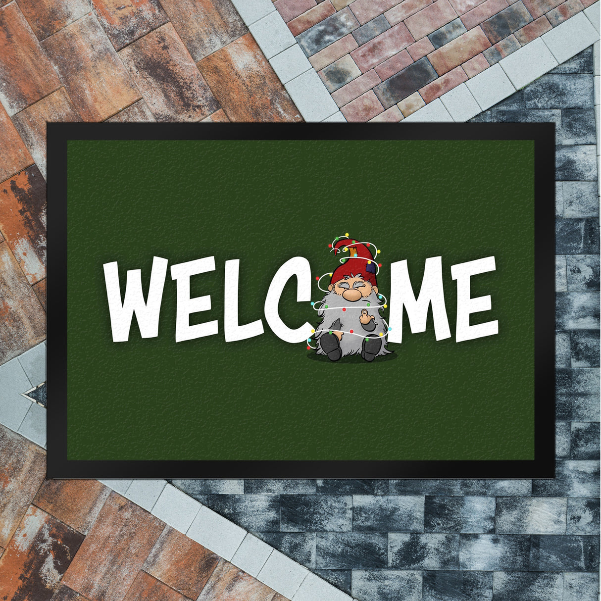 Grimmiger Wichtel Fußmatte in 35x50 cm mit Spruch Welcome