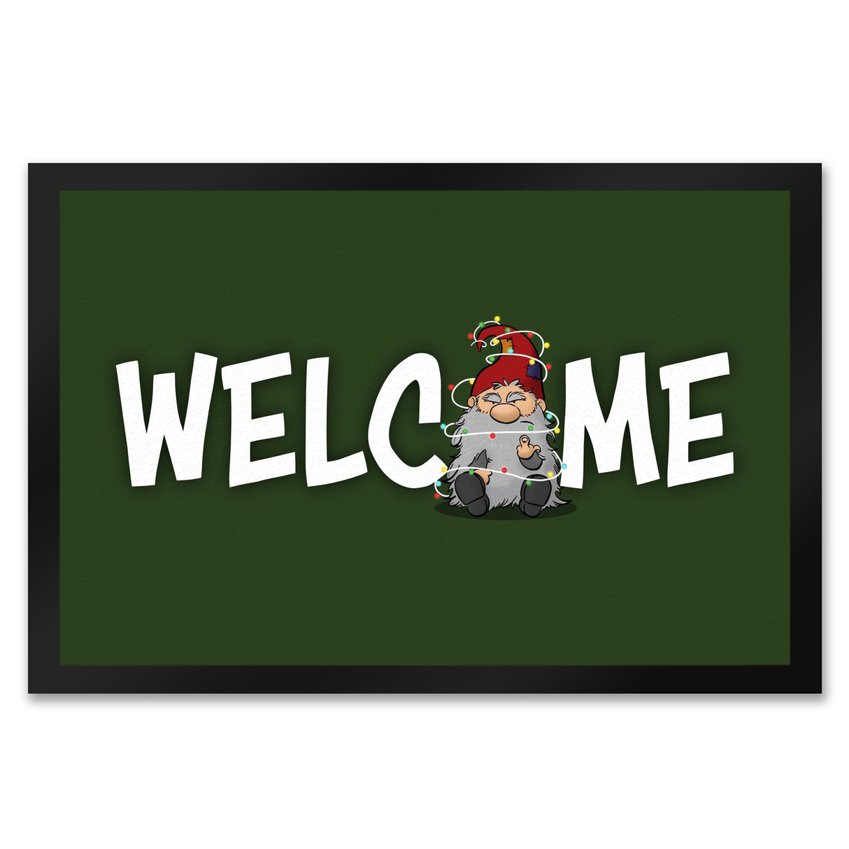 Grimmiger Wichtel Fußmatte in 35x50 cm mit Spruch Welcome