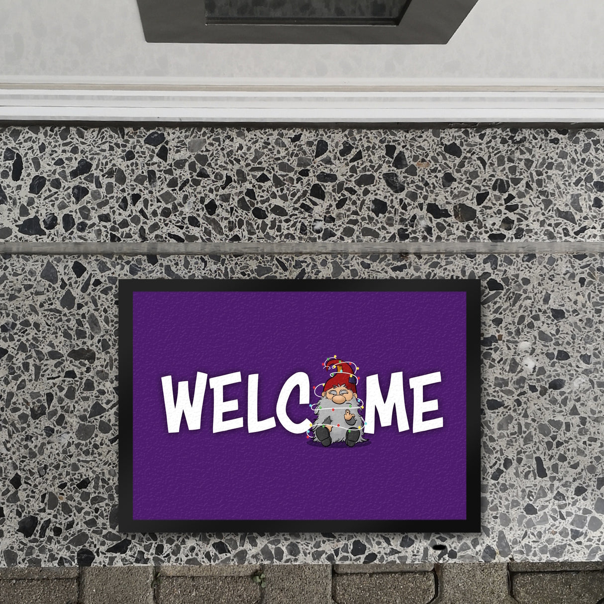 Grimmiger Wichtel Fußmatte in 35x50 cm mit Spruch Welcome