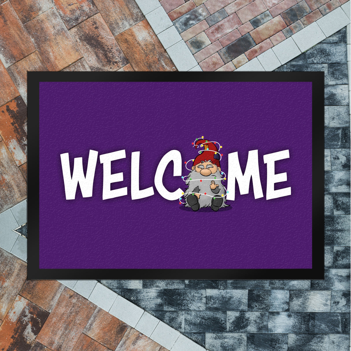 Grimmiger Wichtel Fußmatte in 35x50 cm mit Spruch Welcome