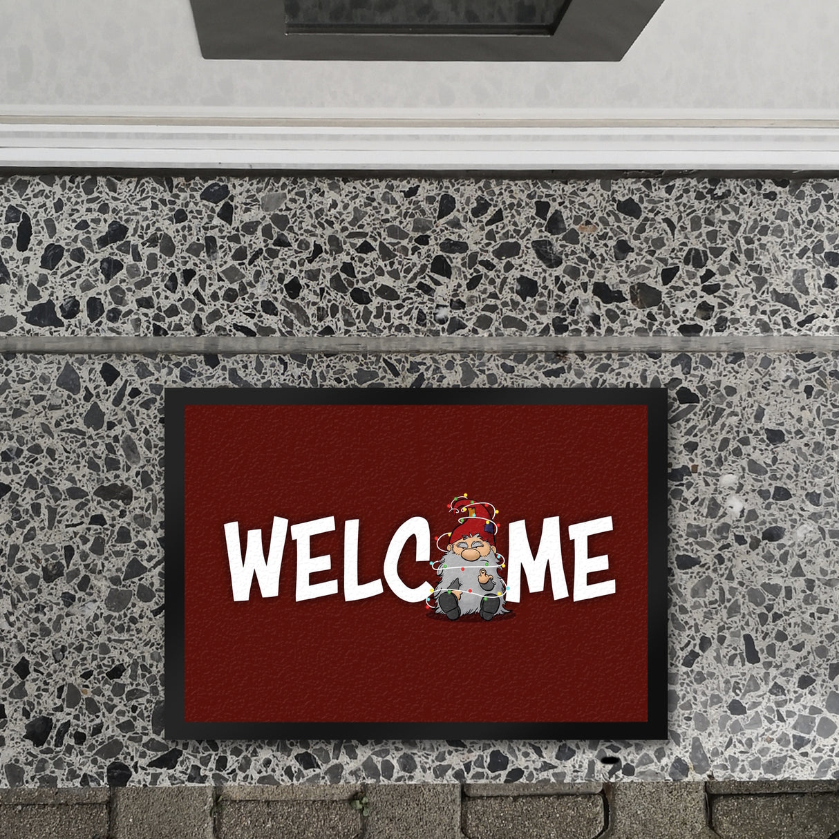 Grimmiger Wichtel Fußmatte in 35x50 cm mit Spruch Welcome