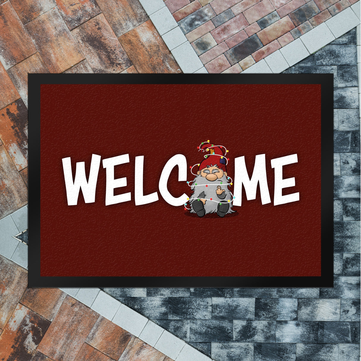 Grimmiger Wichtel Fußmatte in 35x50 cm mit Spruch Welcome