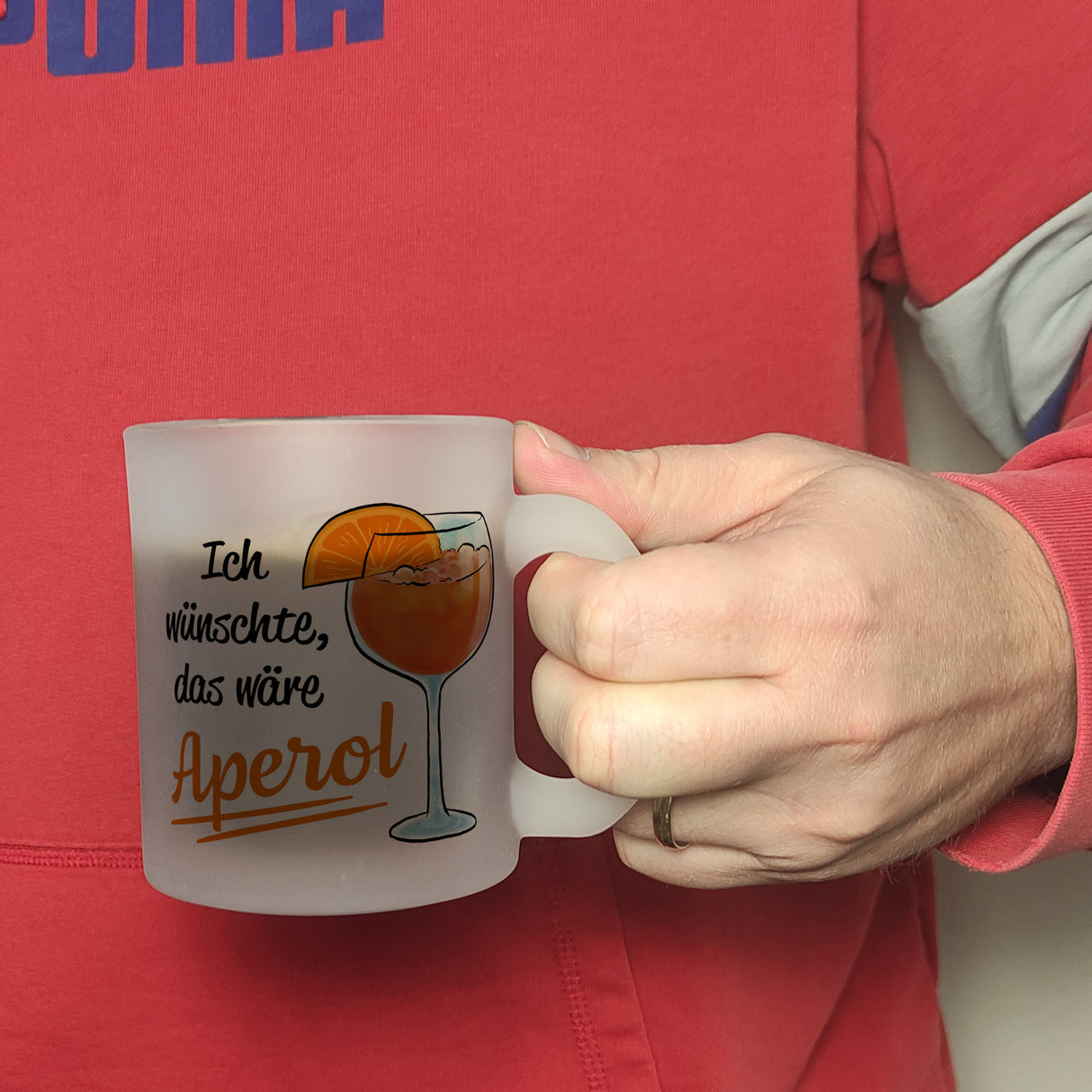 Cocktail Kaffeebecher mit Spruch Ich wünschte das wäre Aperol