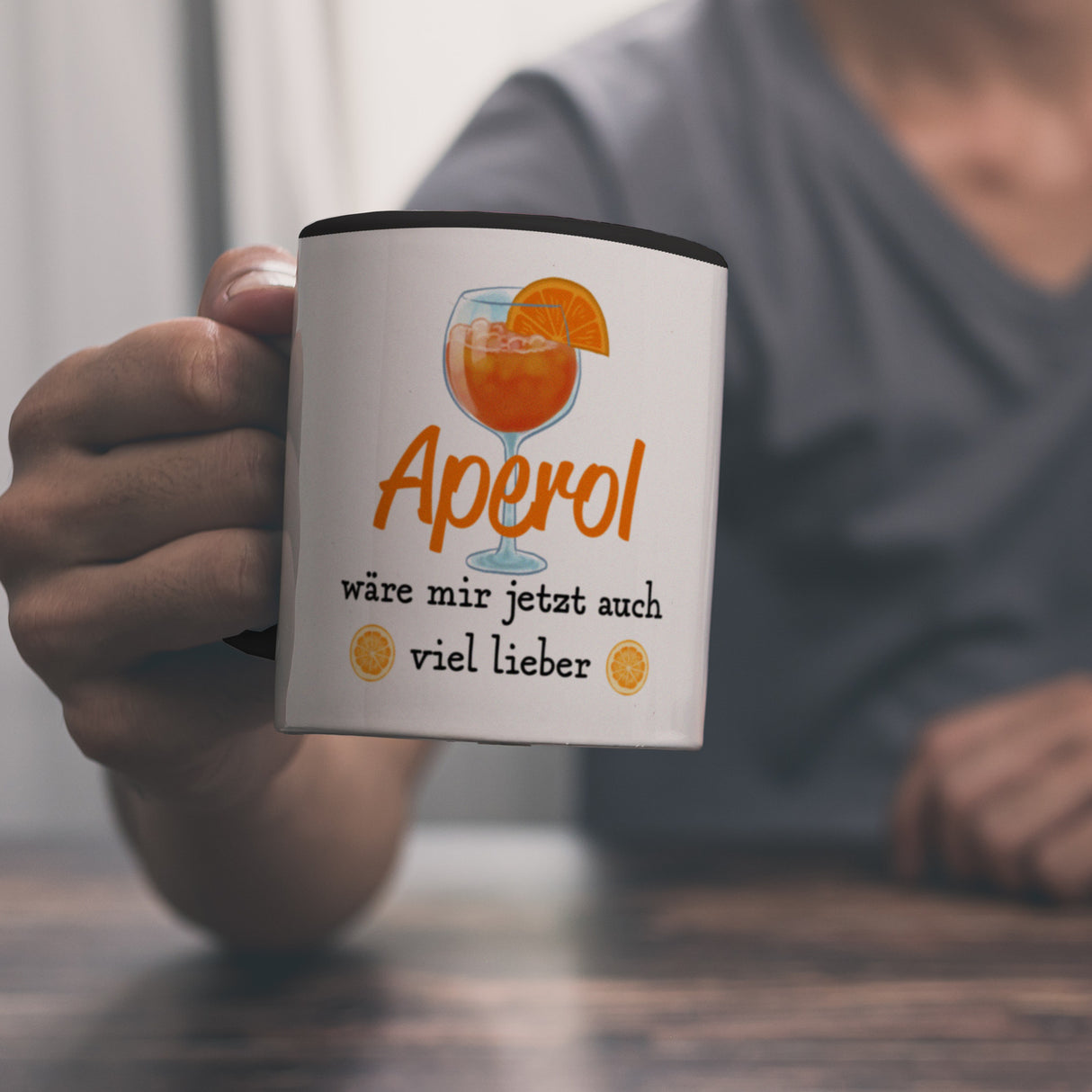 Cocktail Kaffeebecher mit Spruch Aperol wäre mir jetzt auch viel lieber