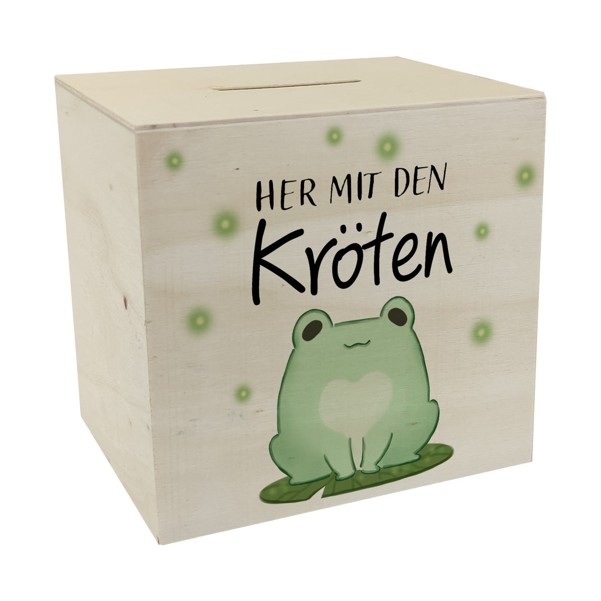 Frosch Spardose mit Spruch Her mit den Kröten