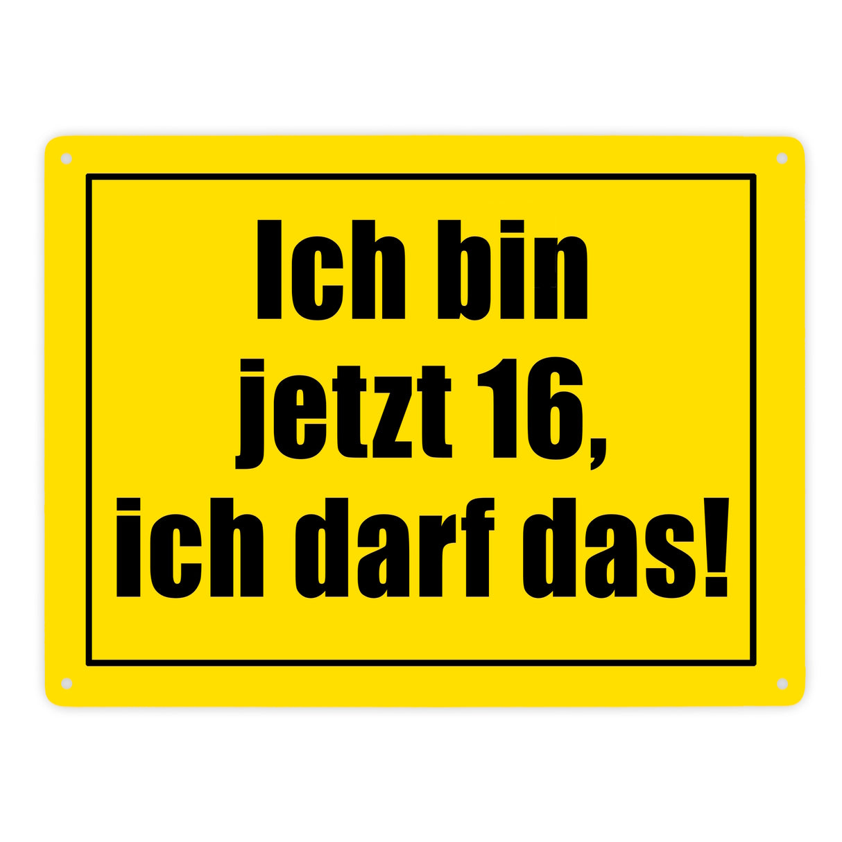 Warnschild Metallschild in 15x20 cm mit Spruch Ich bin jetzt 16 ich darf das