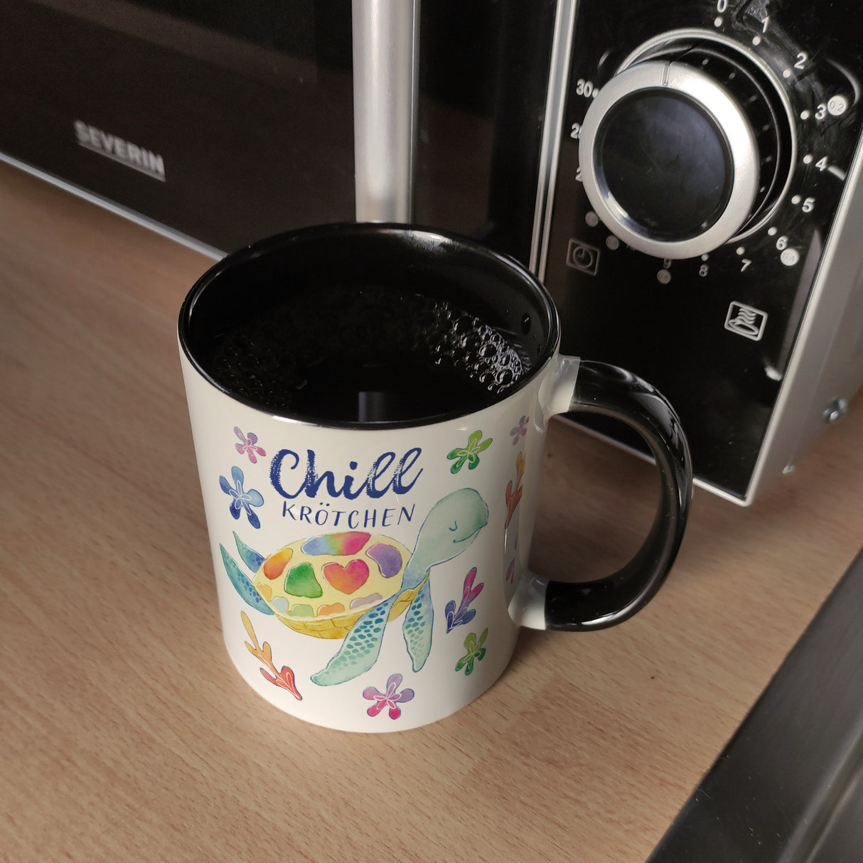 Schildkröte Kaffeebecher mit Spruch Chillkrötchen