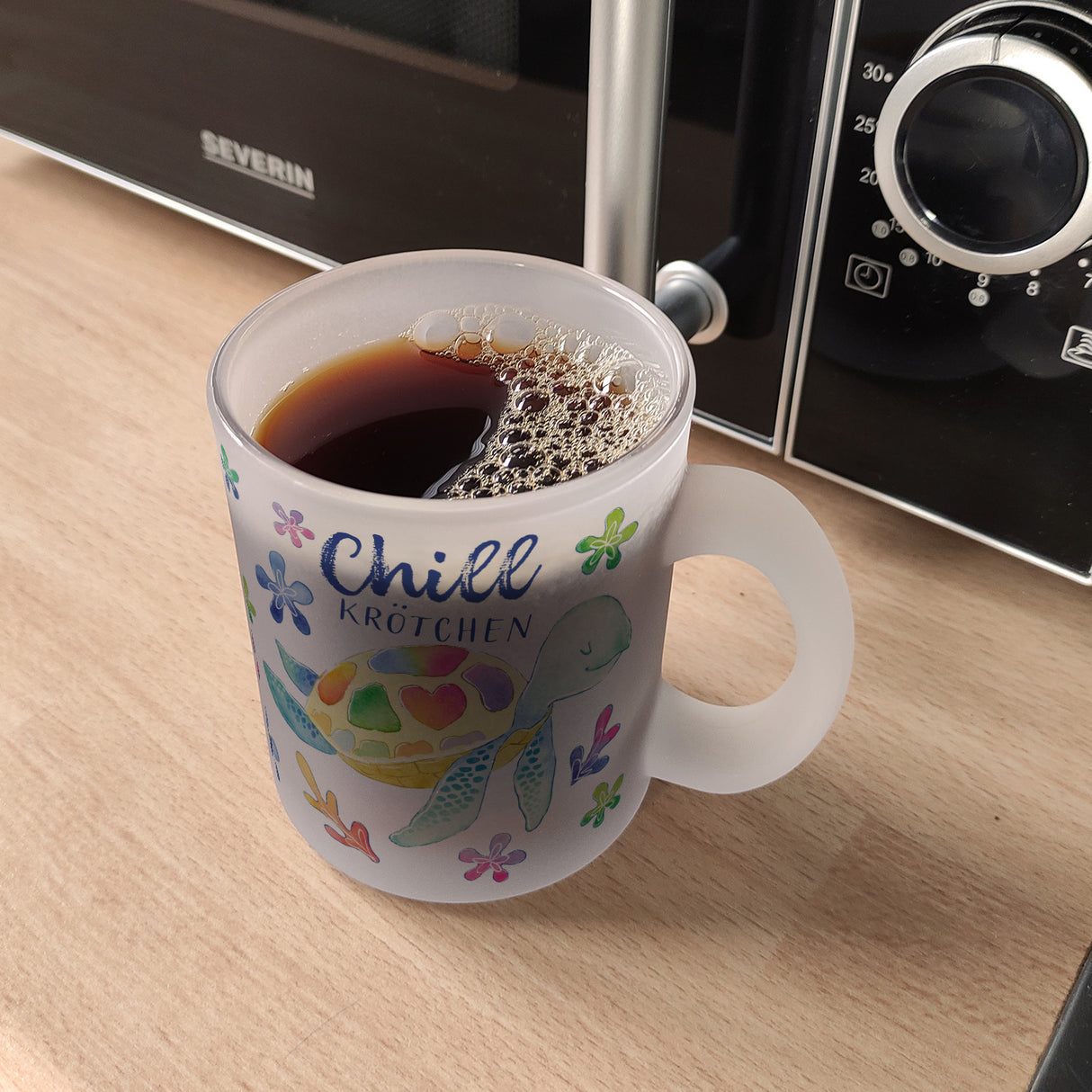 Schildkröte Kaffeebecher mit Spruch Chillkrötchen