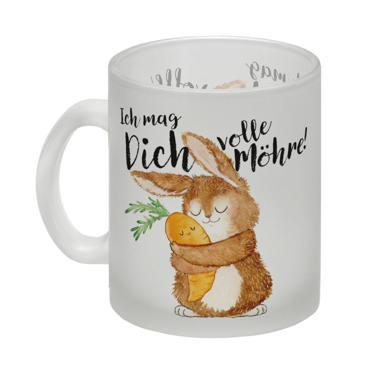 Hase Kaffeebecher mit Spruch Ich mag dich volle Möhre