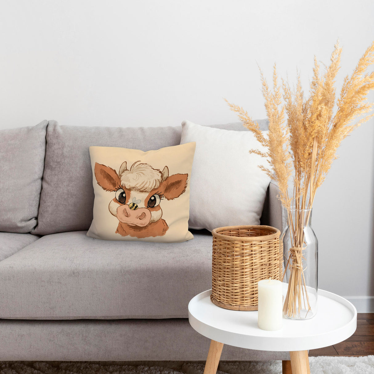 Baby Kuh Kissen mit dicker Hummel