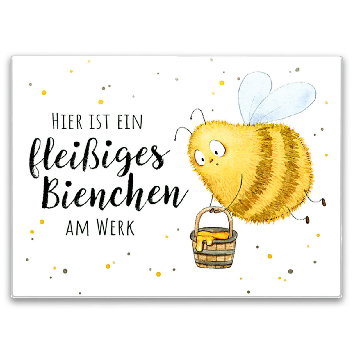 Pummel Biene Schneidebrett aus Glas mit Spruch fleißiges Bienchen am Werk