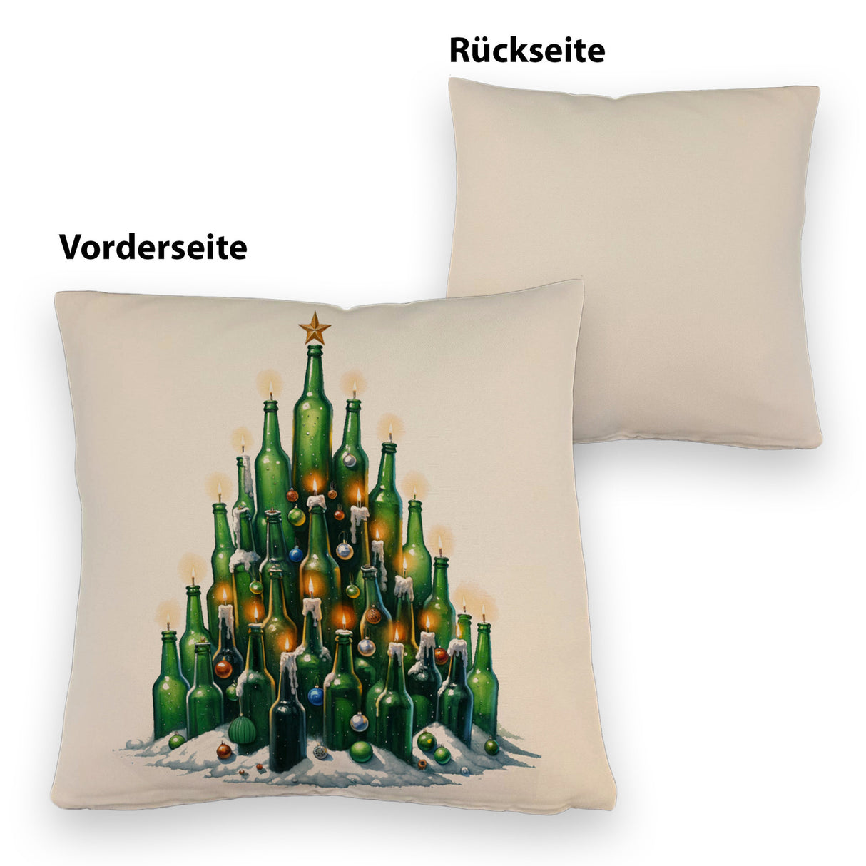 Weihnachtsbaum aus Bierflaschen Kissen