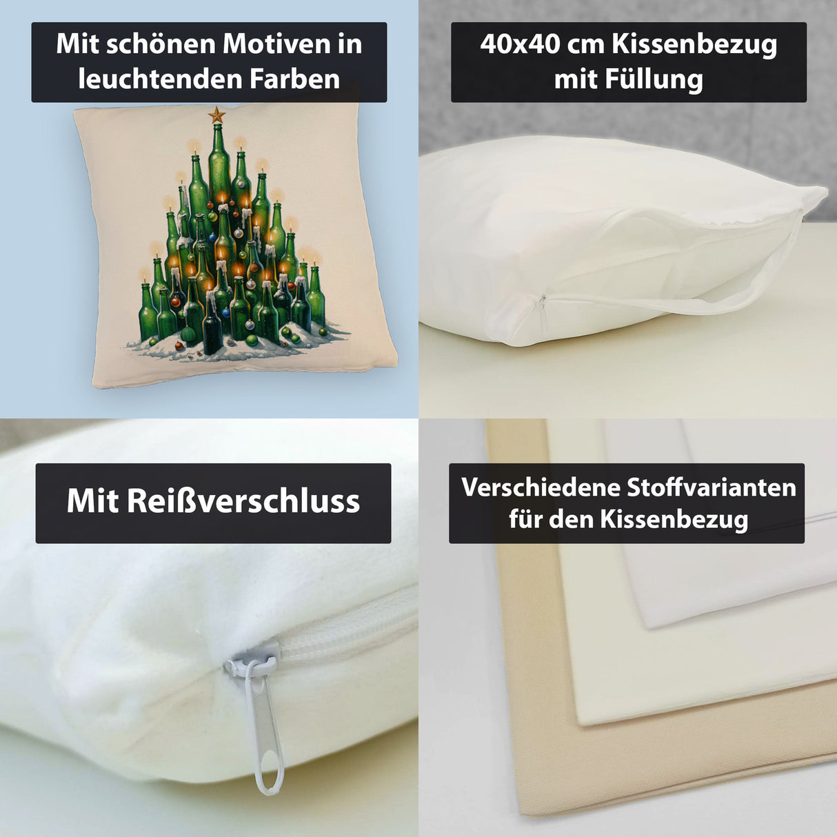 Weihnachtsbaum aus Bierflaschen Kissen