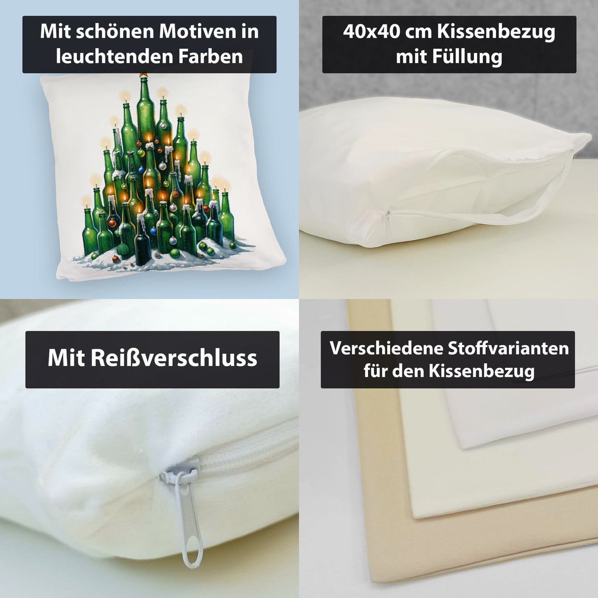 Weihnachtsbaum aus Bierflaschen Kissen