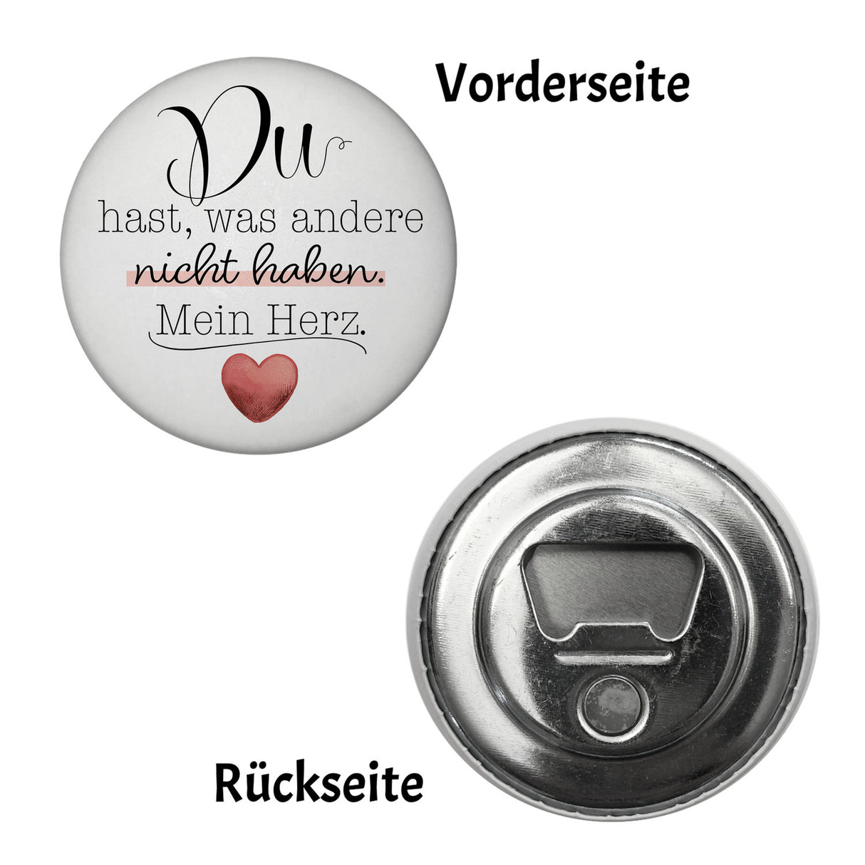 Herz Magnet rund rund mit Spruch Du besitzt mein Herz