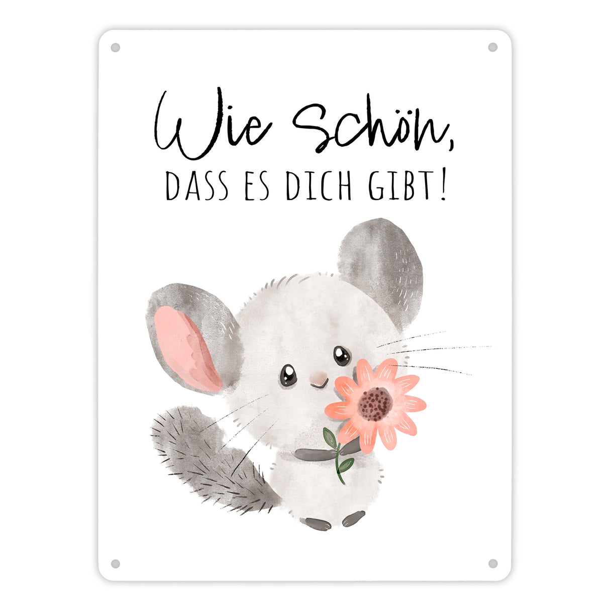 Chinchilla Metallschild in 15x20 cm mit Spruch Wie schön dass es dich gibt