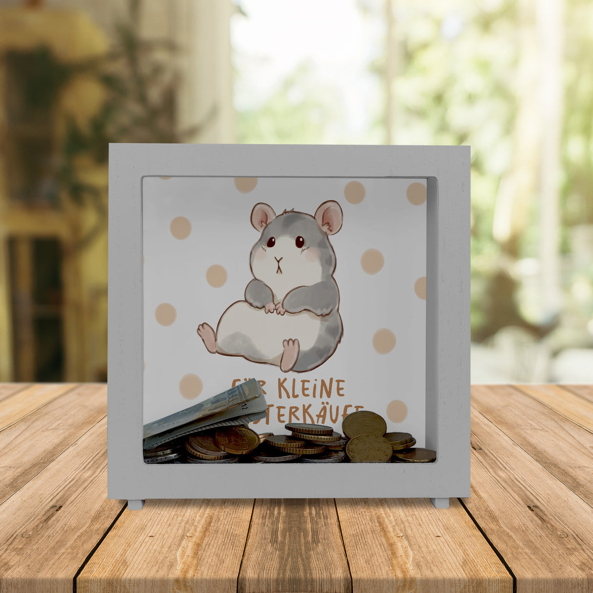 Hamster Spardose mit Spruch Für kleine Hamsterkäufe