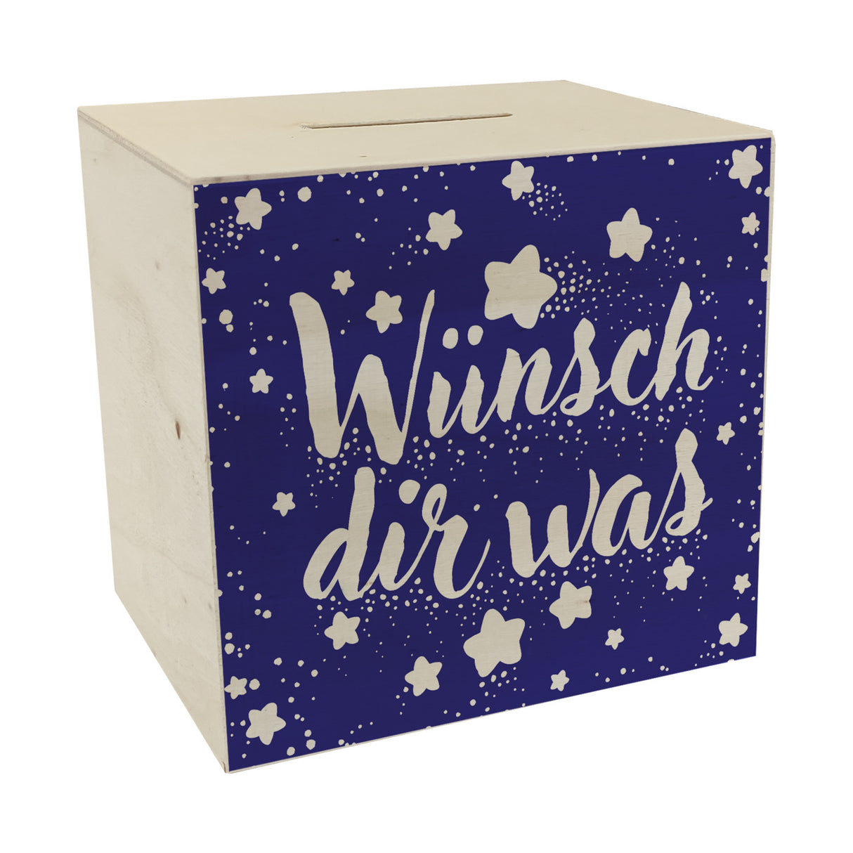 Sternenhimmel Spardose mit Spruch Wünsch dir was