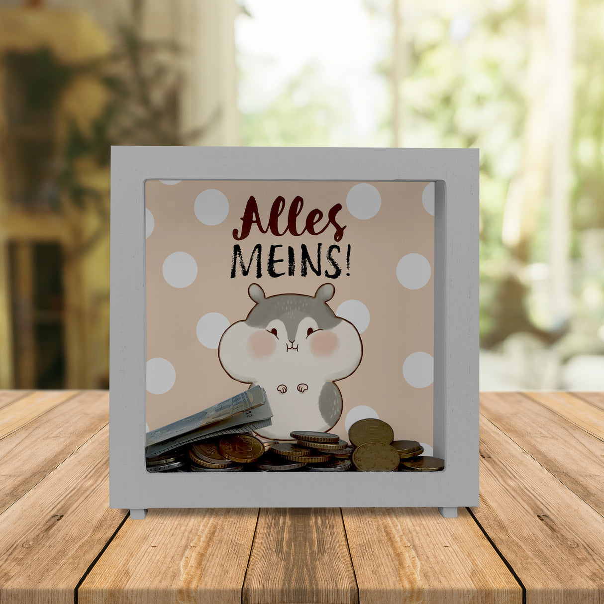Hamster Spardose mit Spruch Alles meins