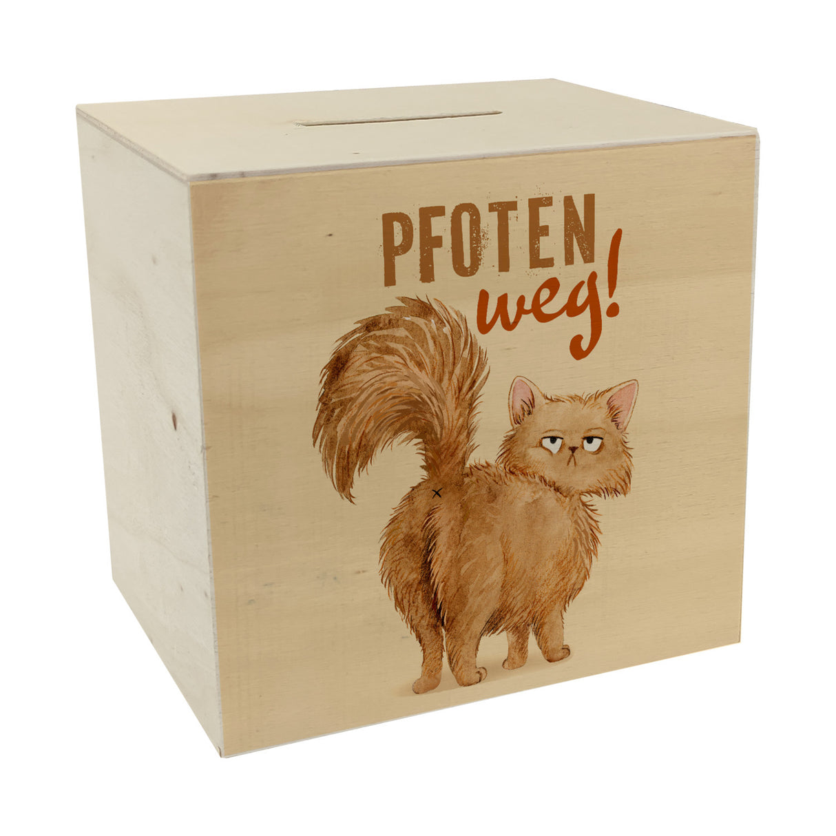 Katze Spardose mit Spruch Pfoten weg