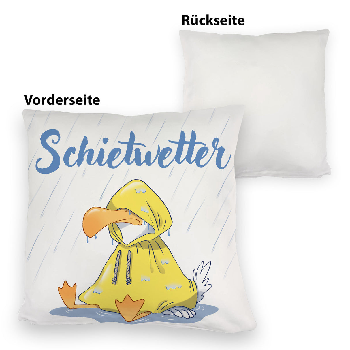 Möwe Kissen mit Spruch Schietwetter