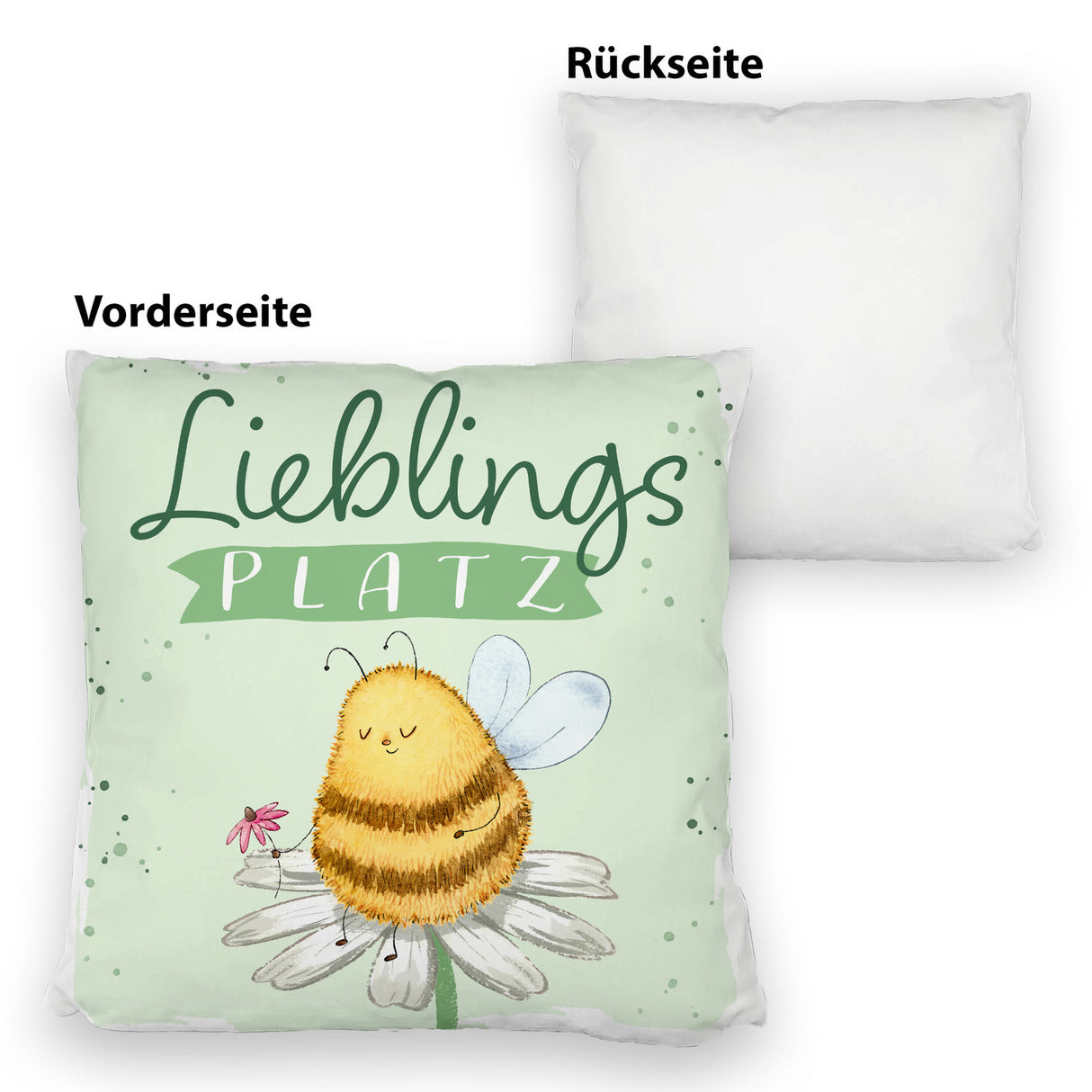 Pummel Biene Kissen mit Spruch Lieblingsplatz