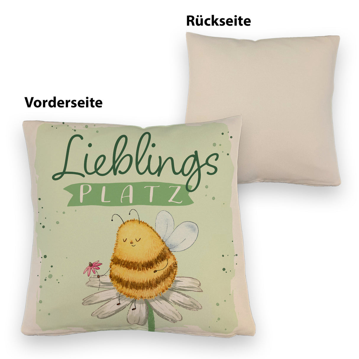 Pummel Biene Kissen mit Spruch Lieblingsplatz