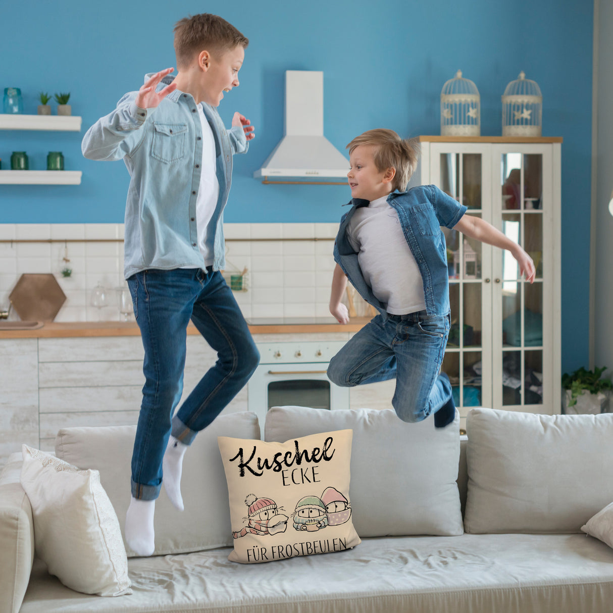 Frostbeule Kissen mit Spruch Kuschelecke für Frostbeulen