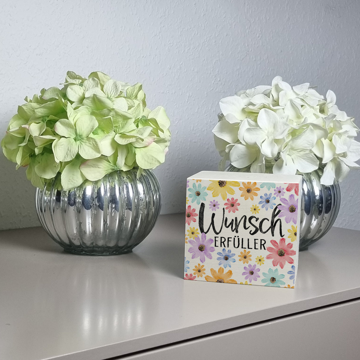 Blumen Spardose mit Spruch Wunscherfüller