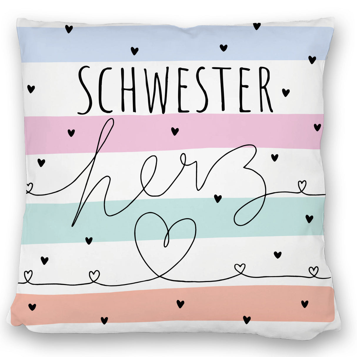 Herzen Kissen mit Spruch Schwesterherz