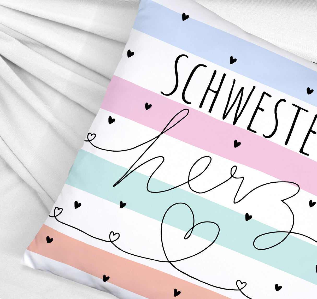 Herzen Kissen mit Spruch Schwesterherz