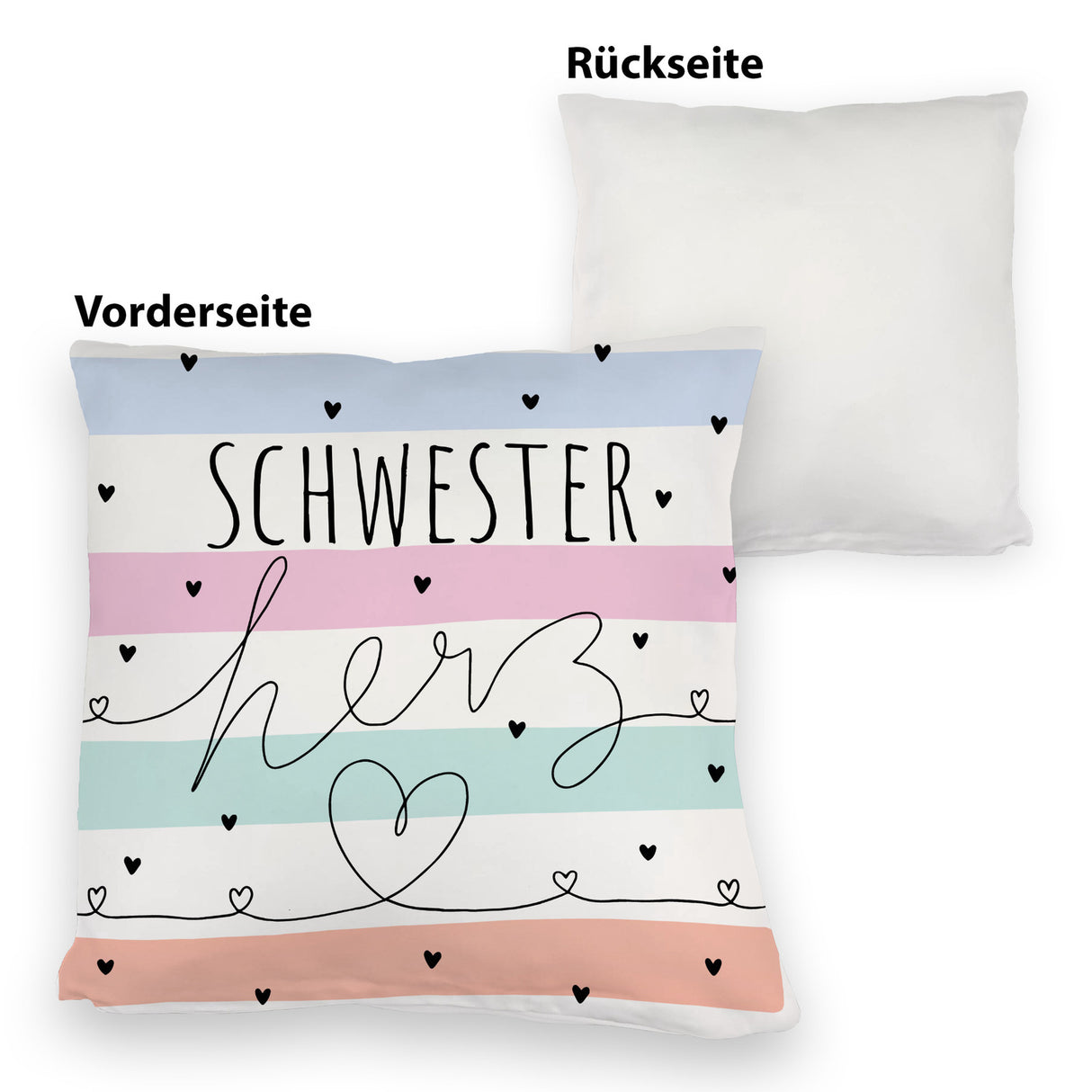 Herzen Kissen mit Spruch Schwesterherz