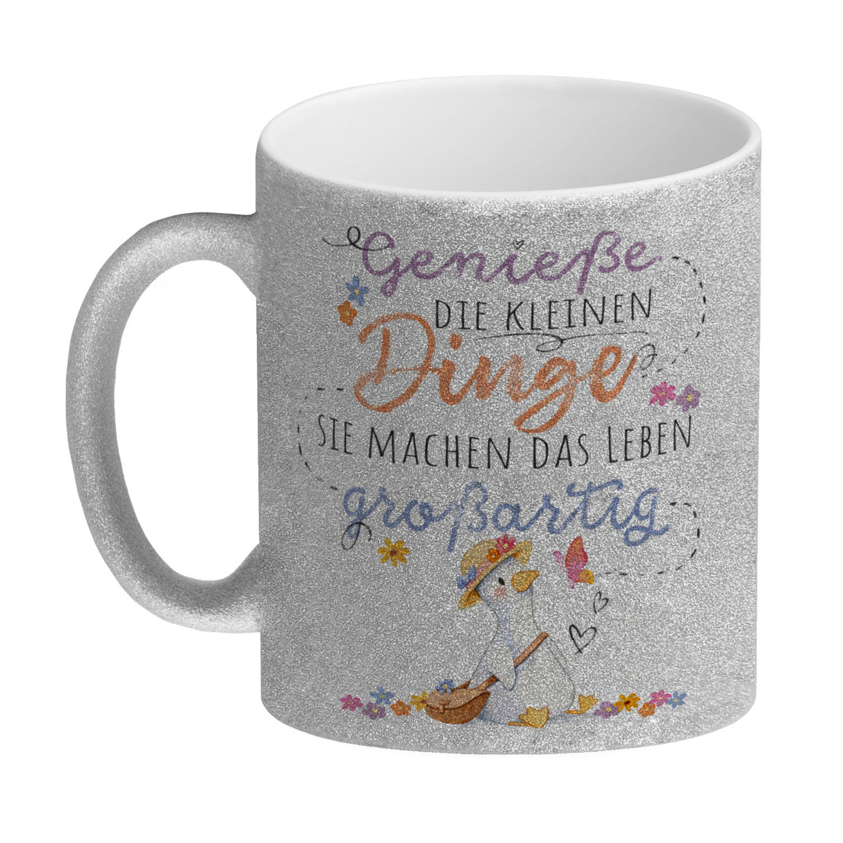 Gans Kaffeebecher mit Spruch Kleine Dinge machen Leben großartig