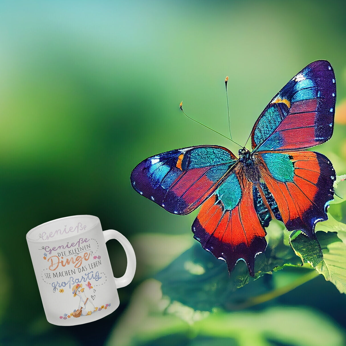 Gans Kaffeebecher mit Spruch Kleine Dinge machen Leben großartig