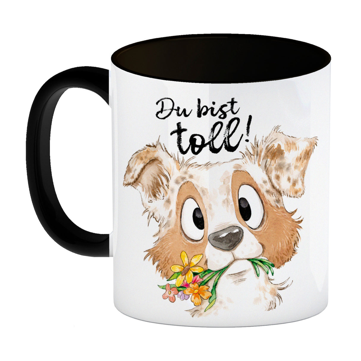 Hund Kaffeebecher mit Spruch Du bist toll
