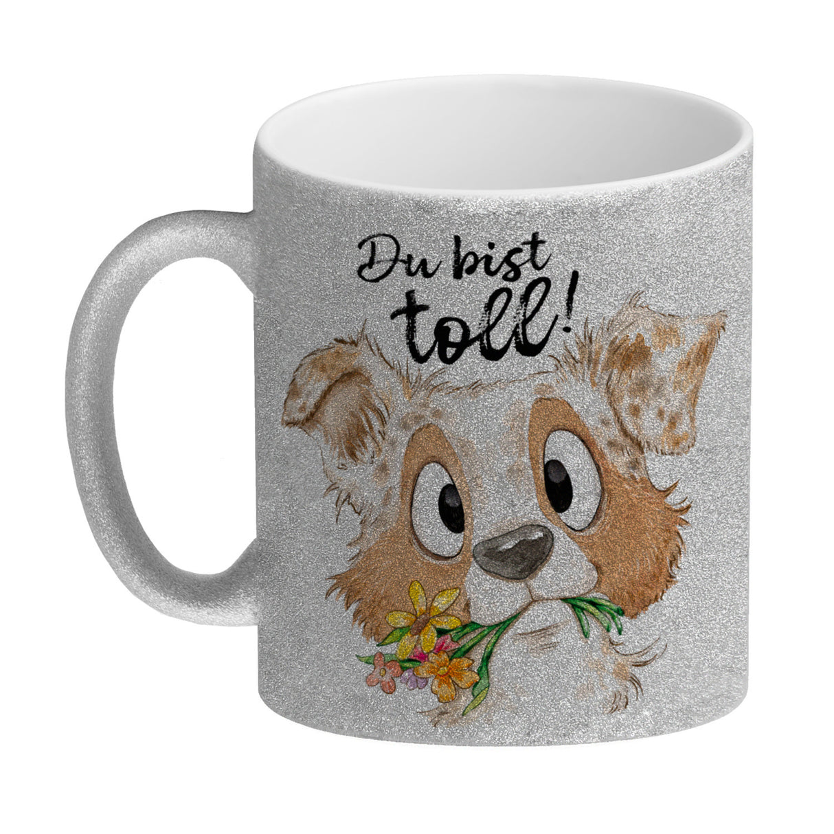 Hund Kaffeebecher mit Spruch Du bist toll