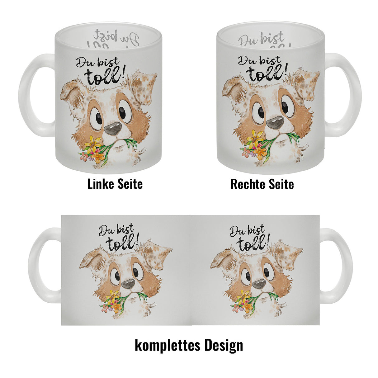Hund Kaffeebecher mit Spruch Du bist toll