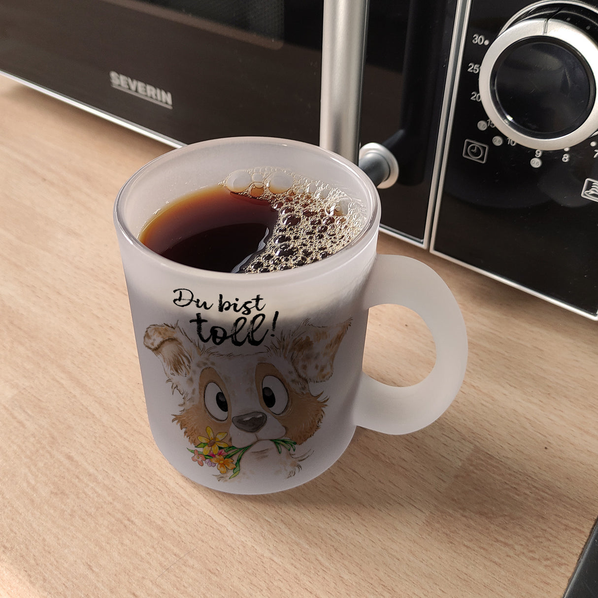 Hund Kaffeebecher mit Spruch Du bist toll